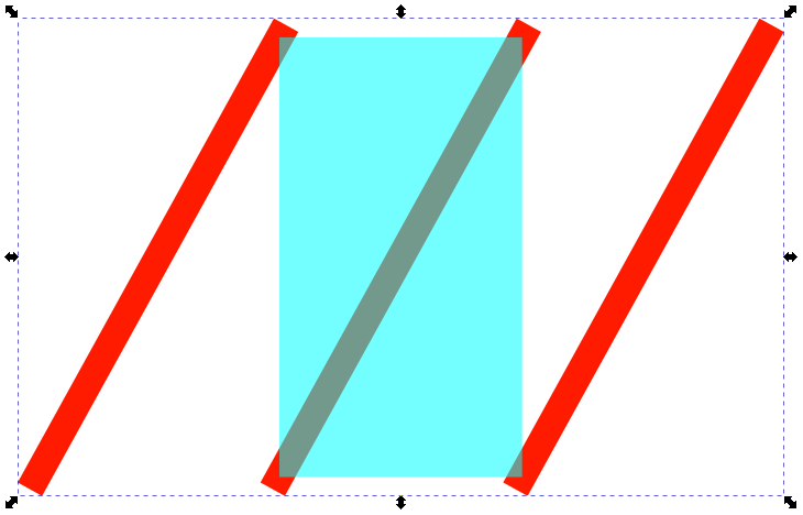 Faire passer le rectangle par-dessus les lignes